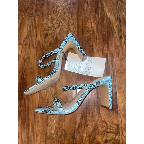 The DROP Avery Square Toe Sandal  MINIMALIST SEXY Size 8 Teal Snake - Picture 4 of 6